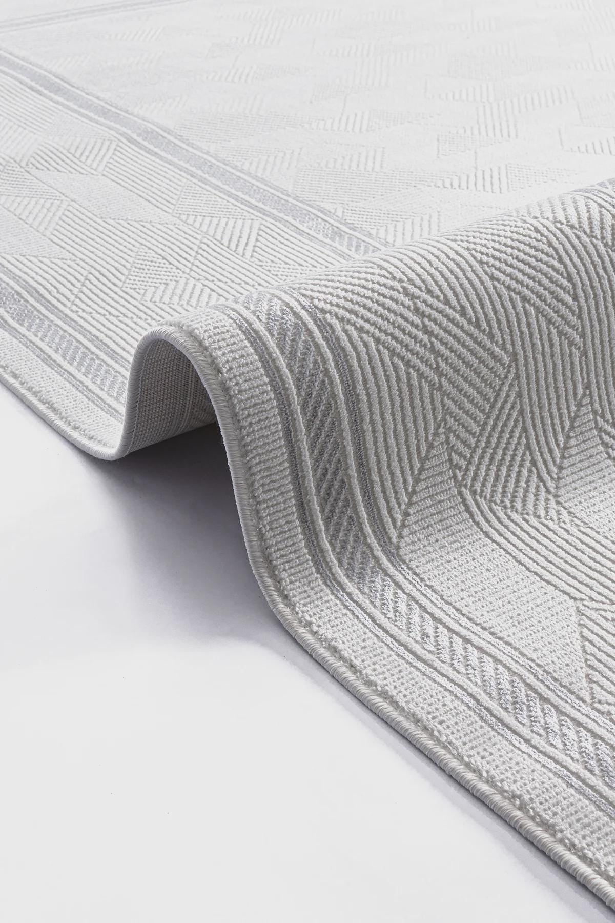 Modern Framed Area Rug 200x300cm – Soft Gray & Taupe Carpet with Minimalist Border Design