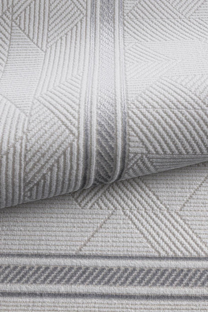 Modern Framed Area Rug 200x300cm – Soft Gray & Taupe Carpet with Minimalist Border Design