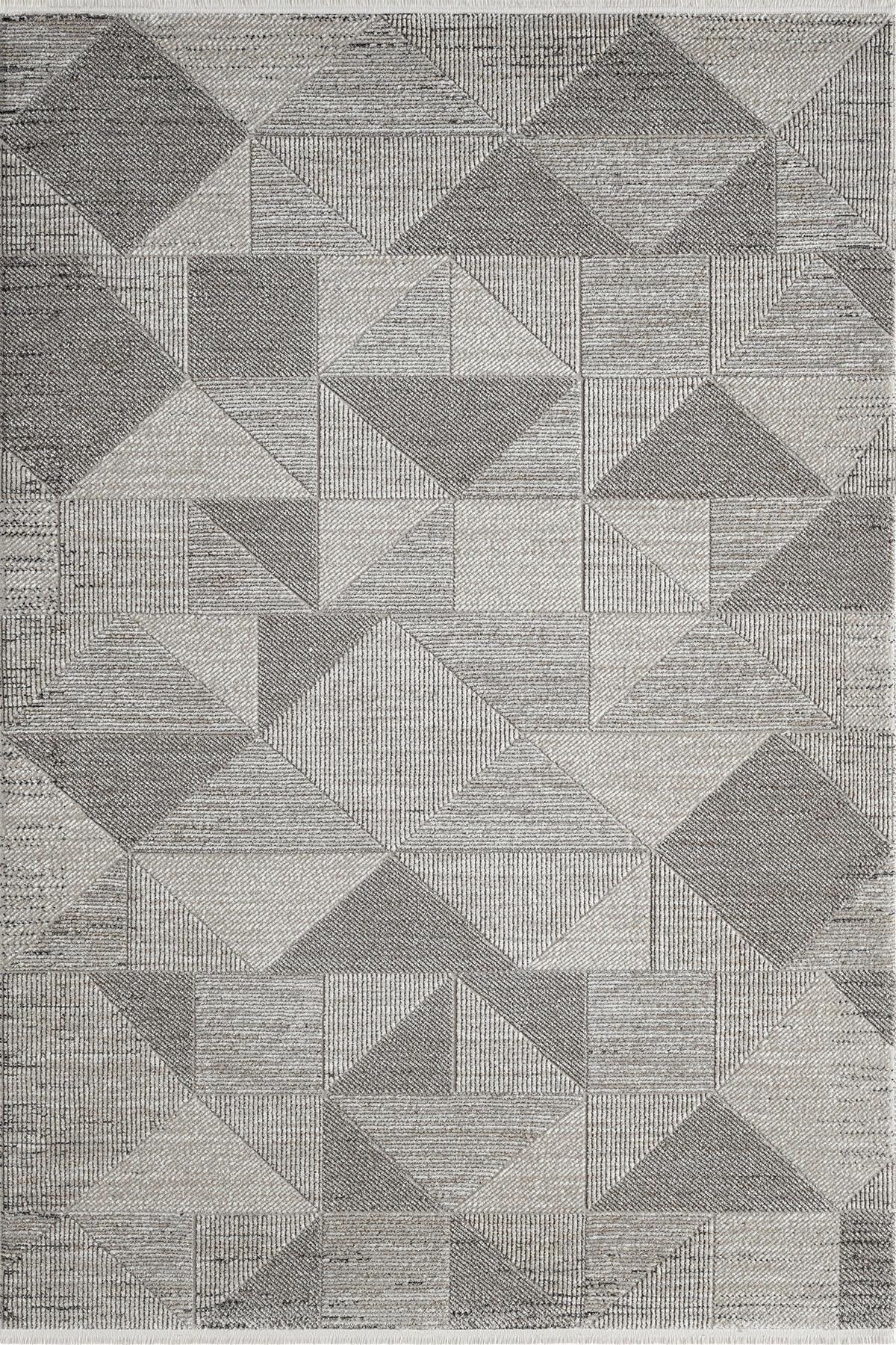 Modern Geometric Area Rug – Grey Cream Abstract Triangle Scandinavian Floor Decor