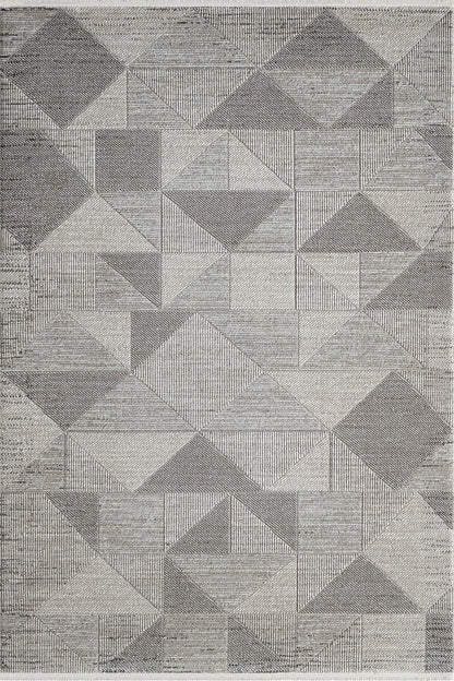 Modern Geometric Area Rug – Grey Cream Abstract Triangle Scandinavian Floor Decor