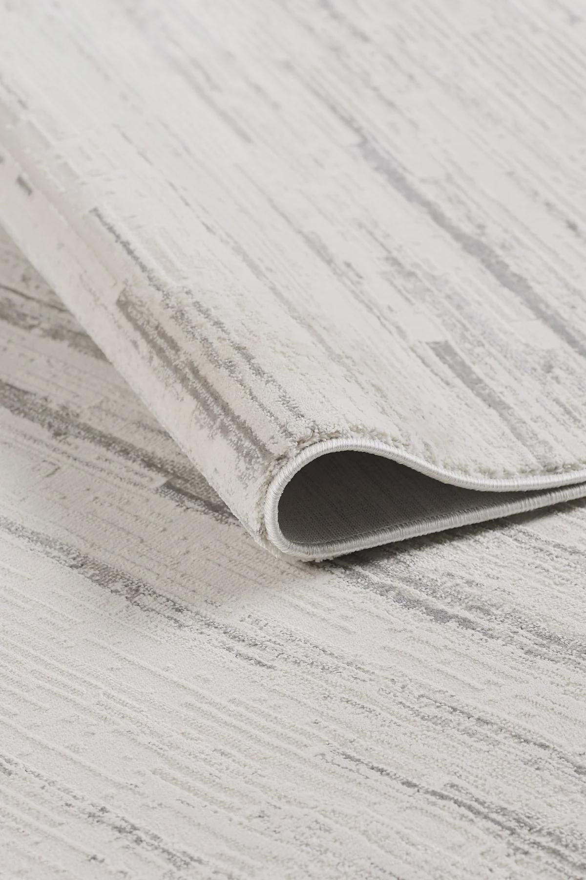 Distressed Abstract Area Rug – Modern Minimalist Beige Textured Carpet with Fringes