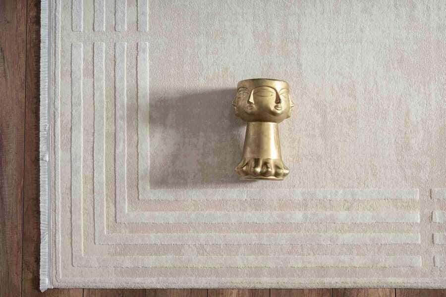 Minimalist Geometric Maze Rug – Hand-Tufted Cream & Ivory Low-Pile Area Rug