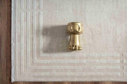 Minimalist Geometric Maze Rug – Hand-Tufted Cream & Ivory Low-Pile Area Rug