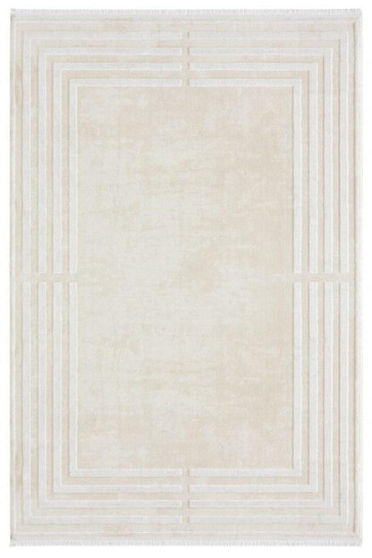 Minimalist Geometric Maze Rug – Hand-Tufted Cream & Ivory Low-Pile Area Rug