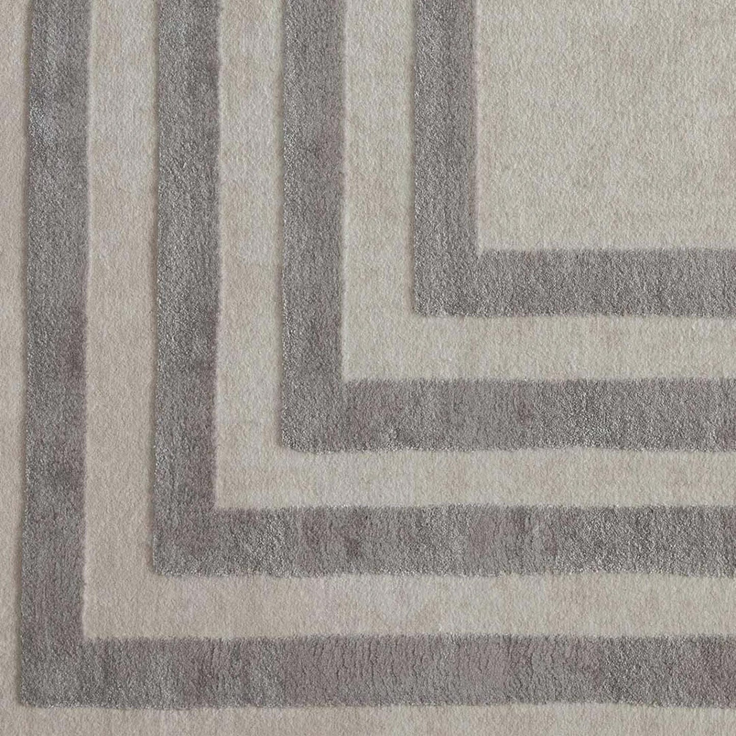 Modern Geometric Area Rug – Cream Grey Minimalist Border Design – Soft Neutral Carpet