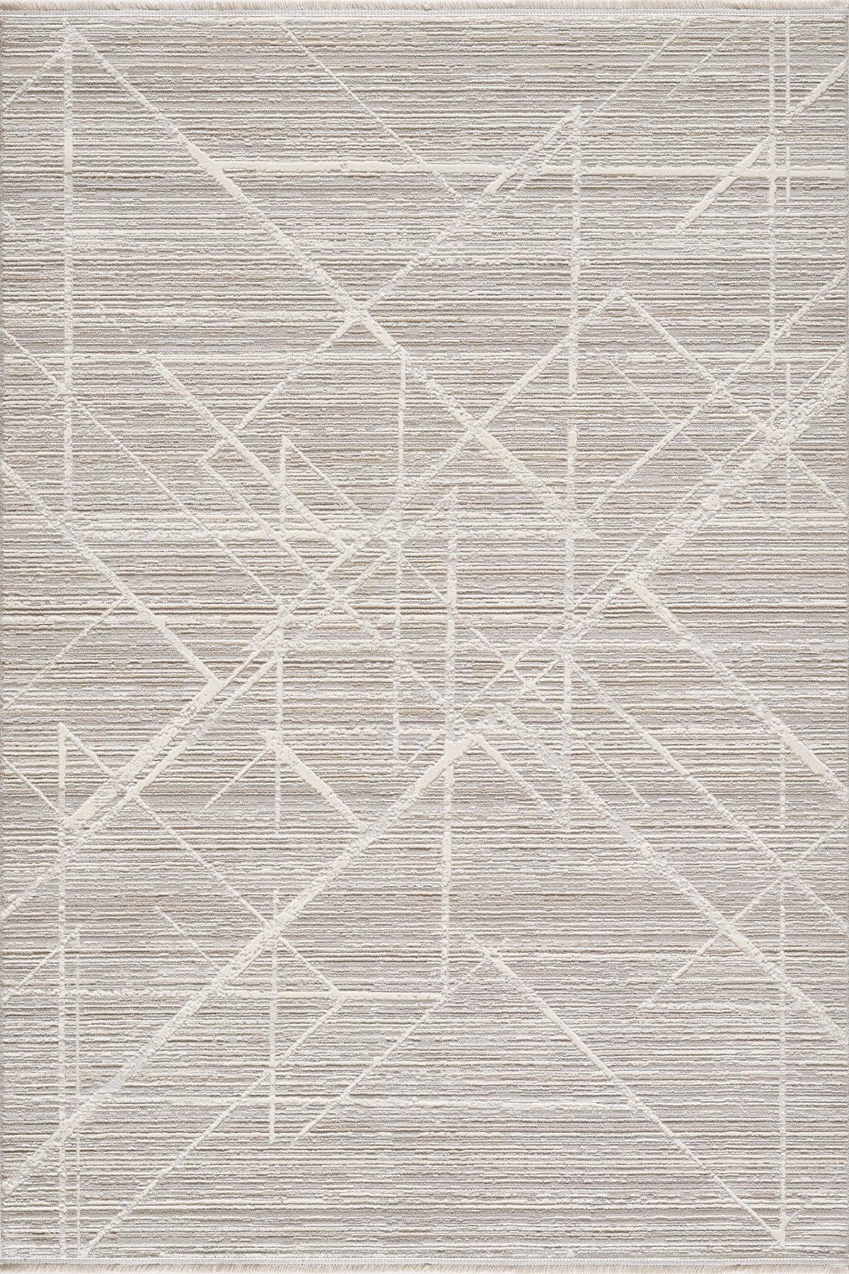 Textured Geometric Area Rug – Neutral Beige Abstract Line Art Carpet