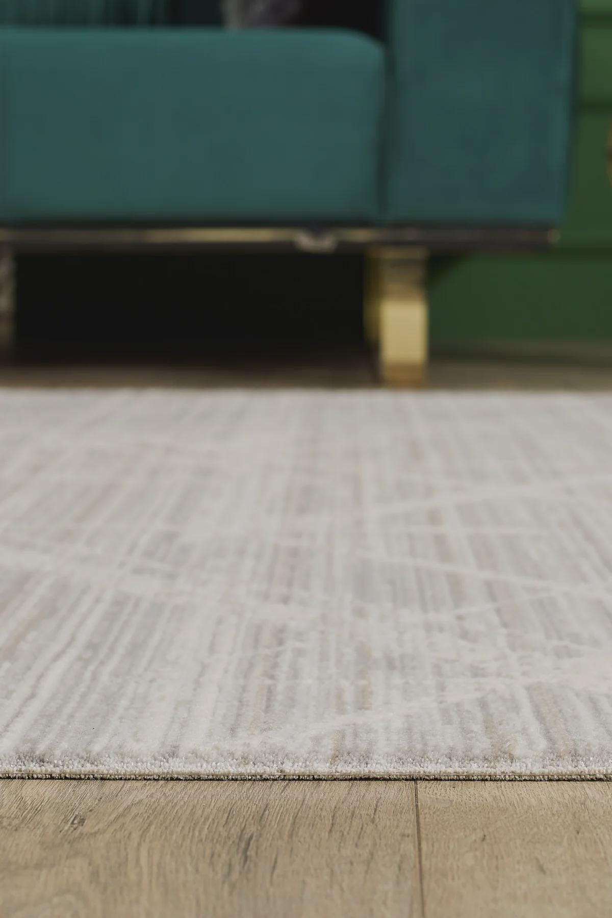 Textured Geometric Area Rug – Neutral Beige Abstract Line Art Carpet