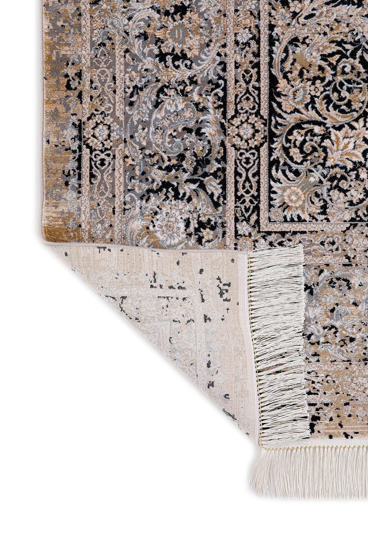 7x10 ft, Black Classic medallion Silk Rug: Fine viscose carpet with Fringes