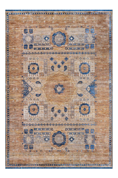 7x10 ft, Brown Classic Mamluk Rug made with viscose yarn