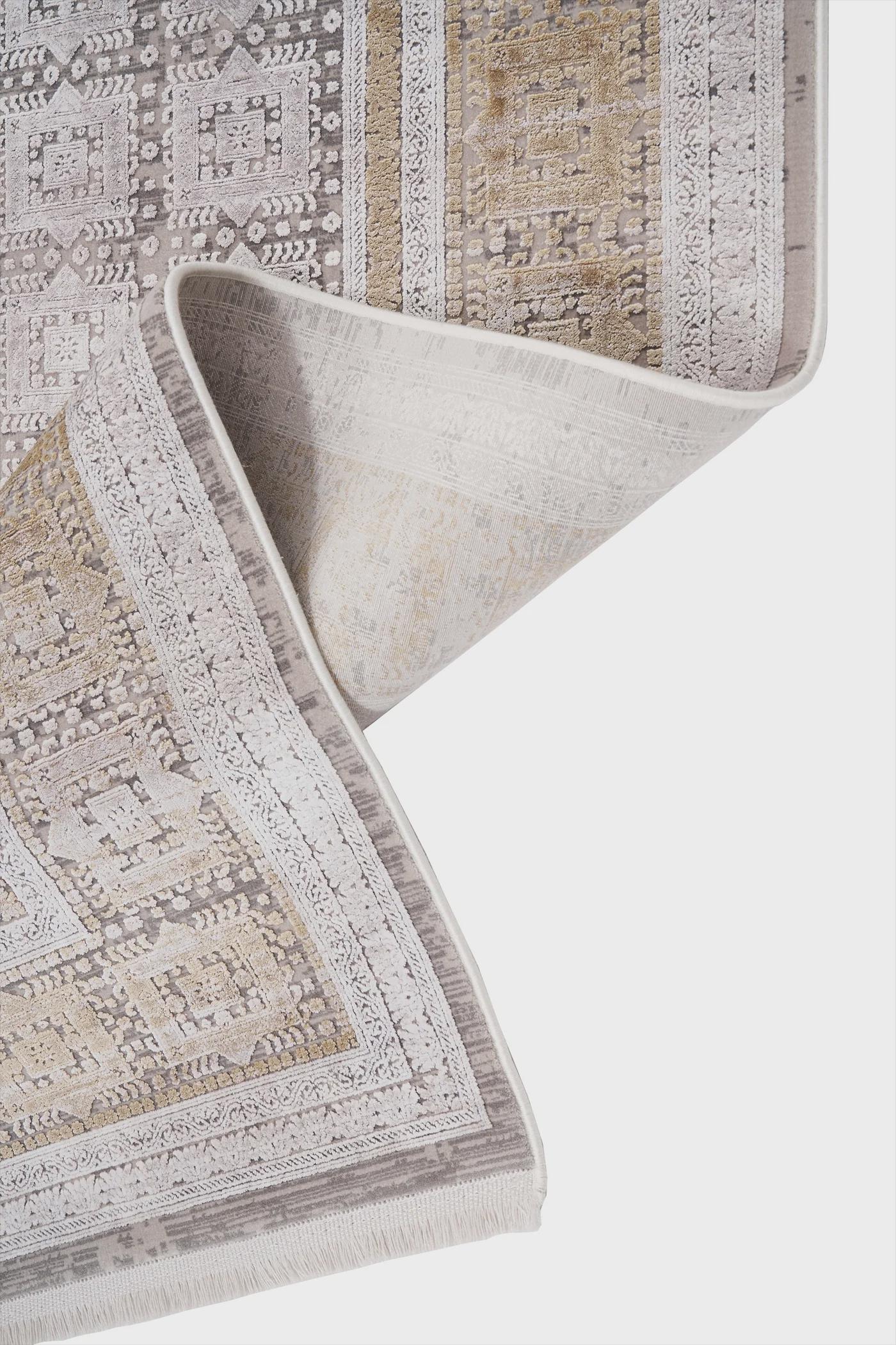 7x10ft, Modern Geometric Viscose Rug, Distressed Neutral Beige Cream Living Room Carpet