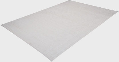 7x10ft, Cream Viscose Geometric Area Rug, Tone-on-Tone Boho Living Room Carpet