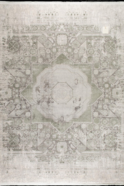 7x10 ft, Gray Classic Mamluk Rug made with Bamboo yarn with Fringes
