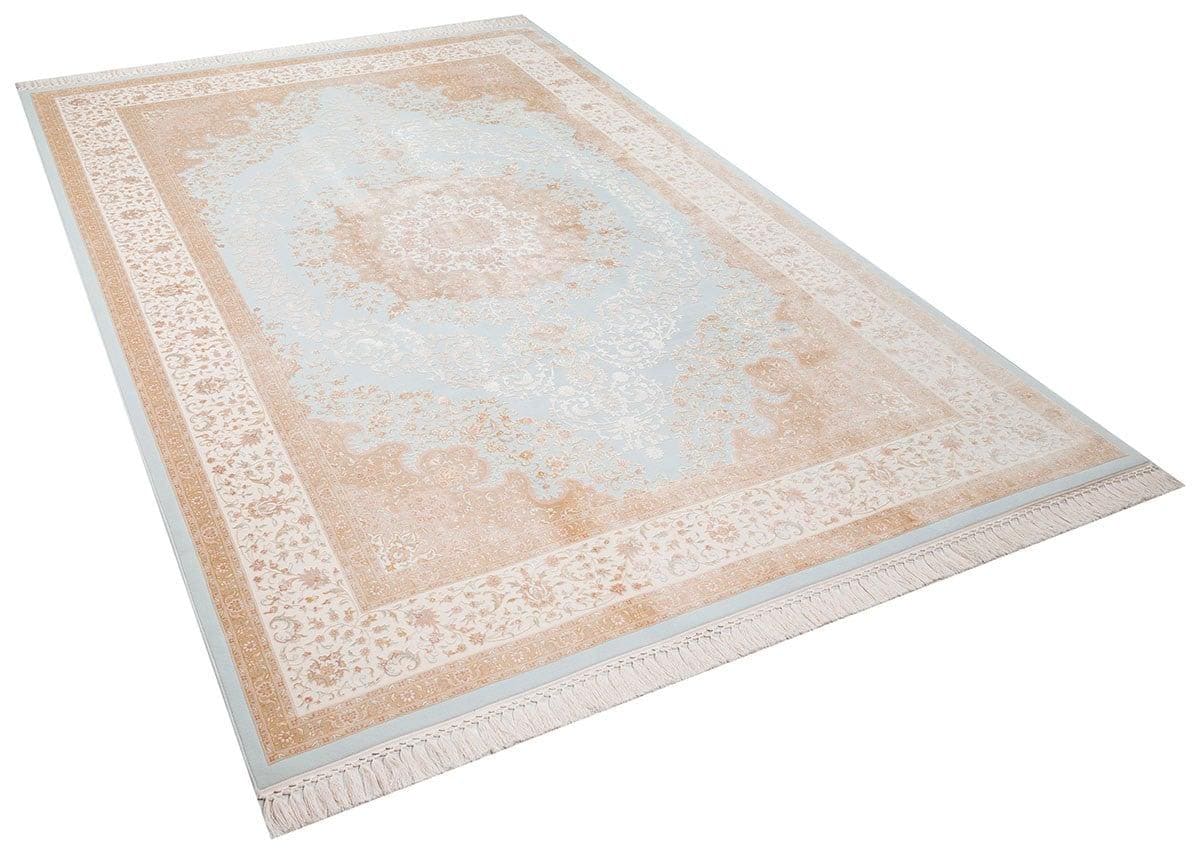 7x10 ft, Classic Oriental blue medallion Rug with fringes