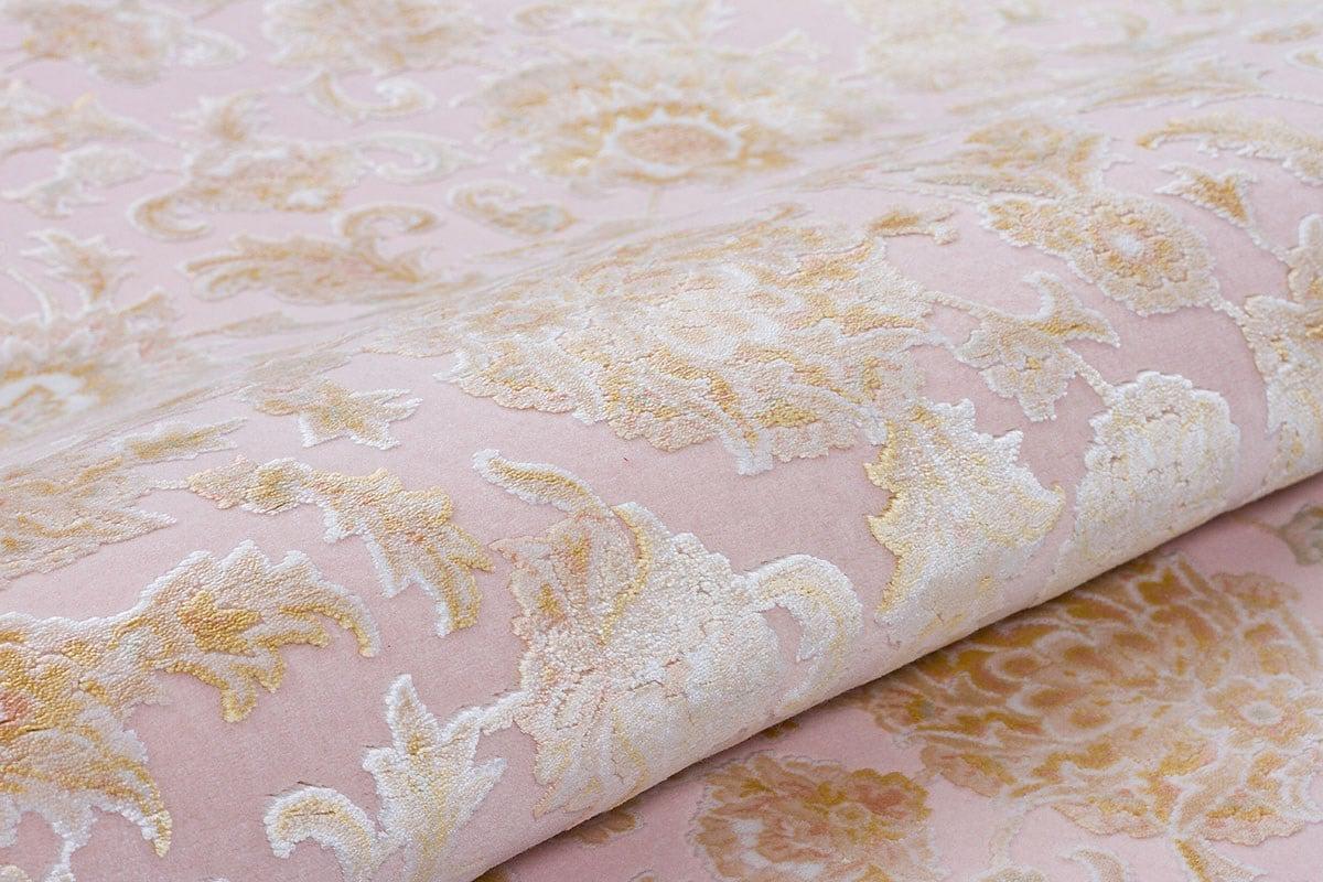 7x10 ft, Fine quality Classic oriental Pink Rug with fringes