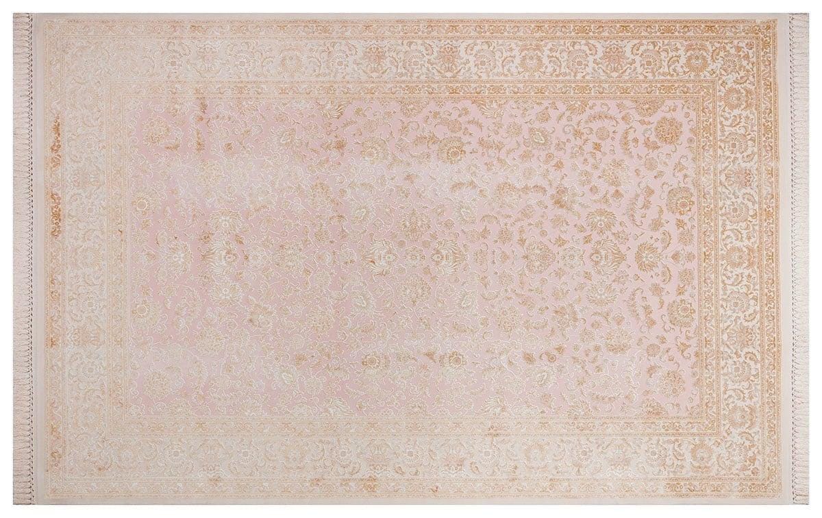 7x10 ft, Fine quality Classic oriental Pink Rug with fringes