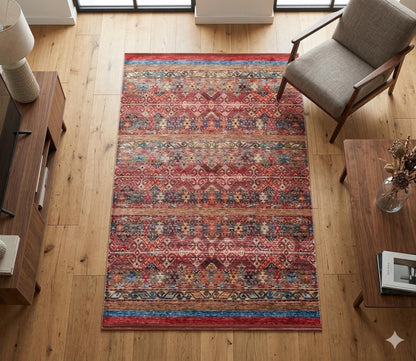 Red Turkish Style Area Rug: Red Vintage washable carpet
