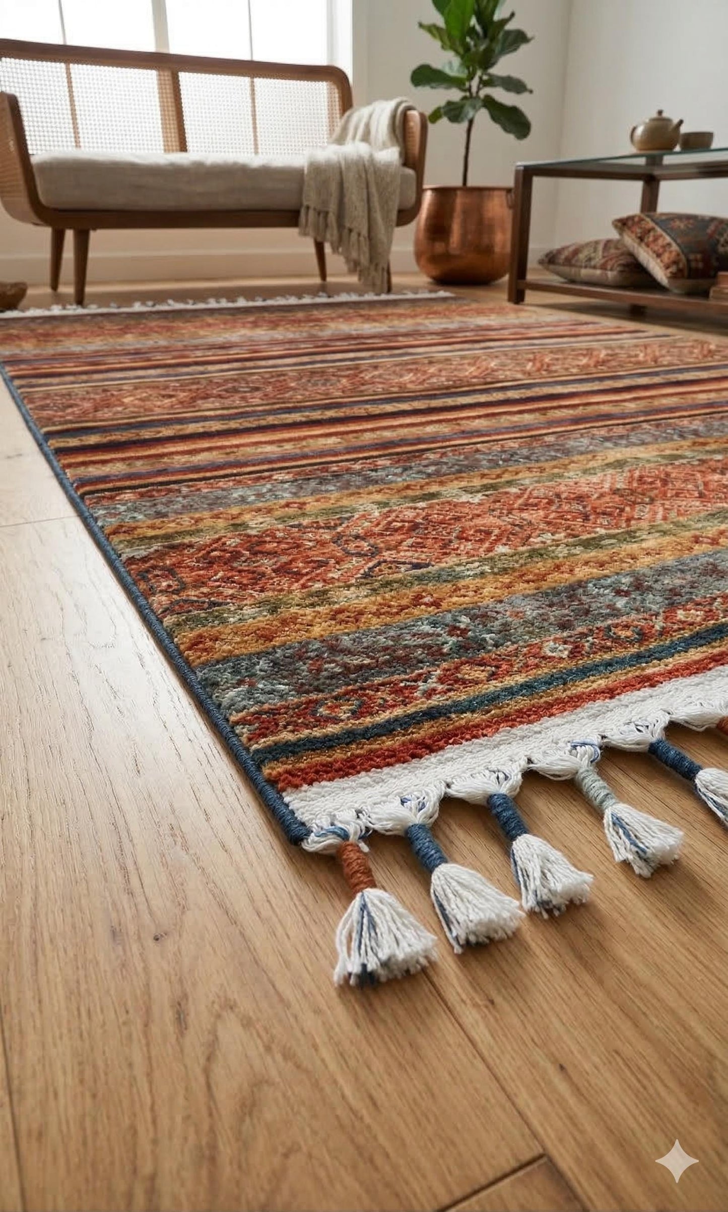 Red Vintage Rug: Classic Washable Rug with Tassels