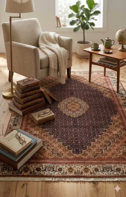 Black Vintage Rug: Washable Classic Rug with Tassels