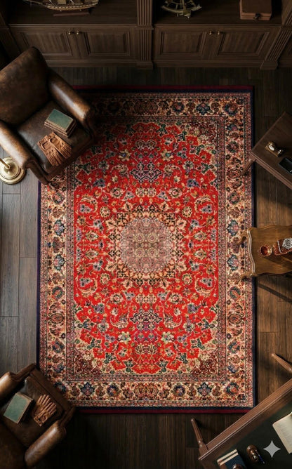 Red Vintage Rug: Classic Washable Rug with Tassels
