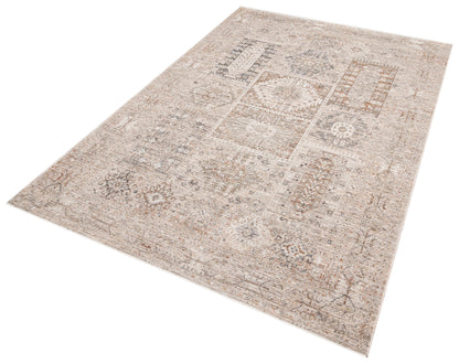 Vintage-Style Distressed Patchwork Area Rug – Muted Earth Tones & Terracotta