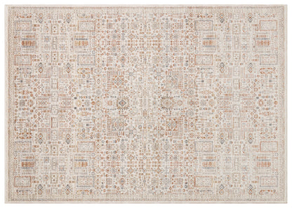 Distressed Persian Style Area Rug – Neutral Cream, Terracotta, Slate Blue Transitional Carpet
