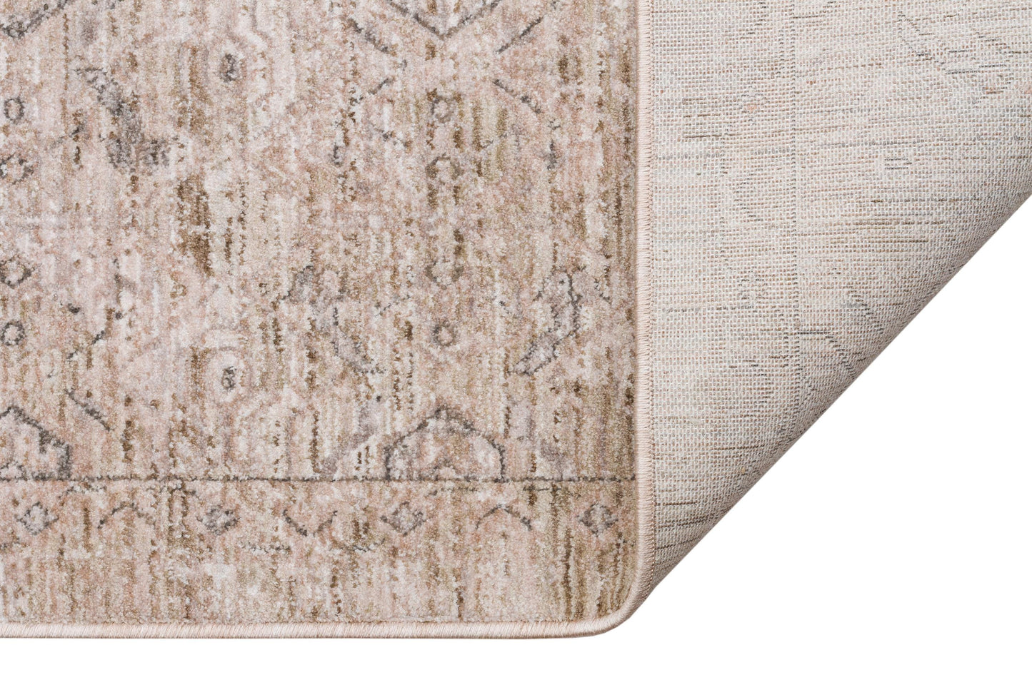 Distressed Turkish Medallion Rug – Neutral Beige Sage Green Oriental Carpet