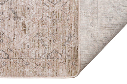 Distressed Turkish Medallion Rug – Neutral Beige Sage Green Oriental Carpet