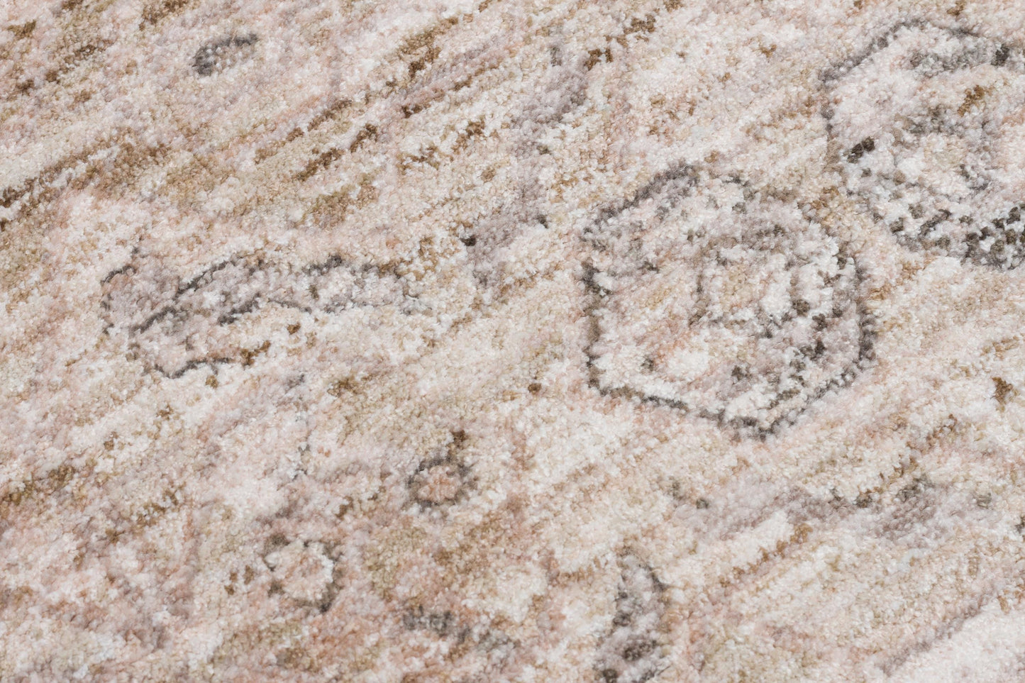 Distressed Turkish Medallion Rug – Neutral Beige Sage Green Oriental Carpet