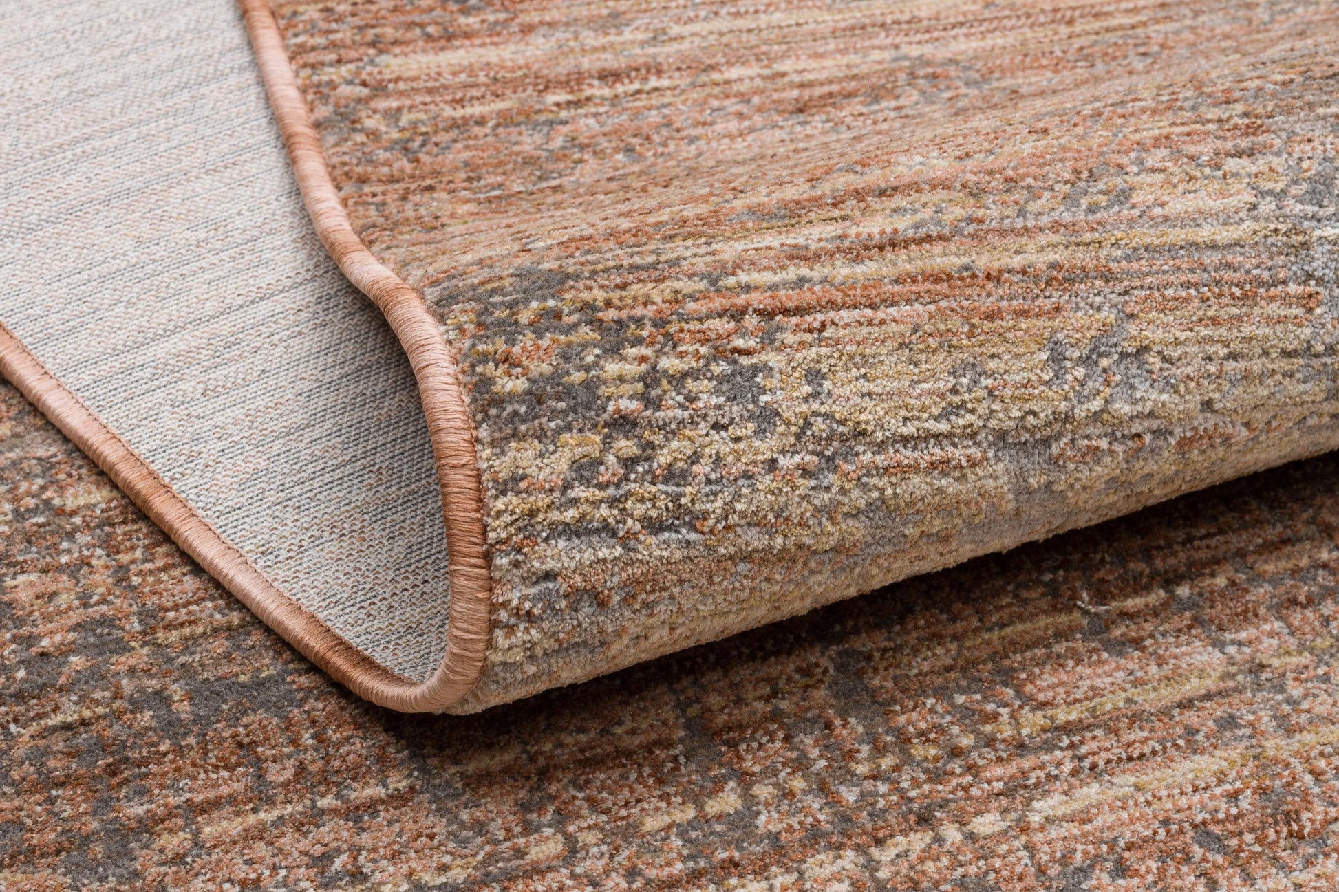 Distressed Abstract Area Rug – Earth Tone Carpet, Industrial Living Room Decor