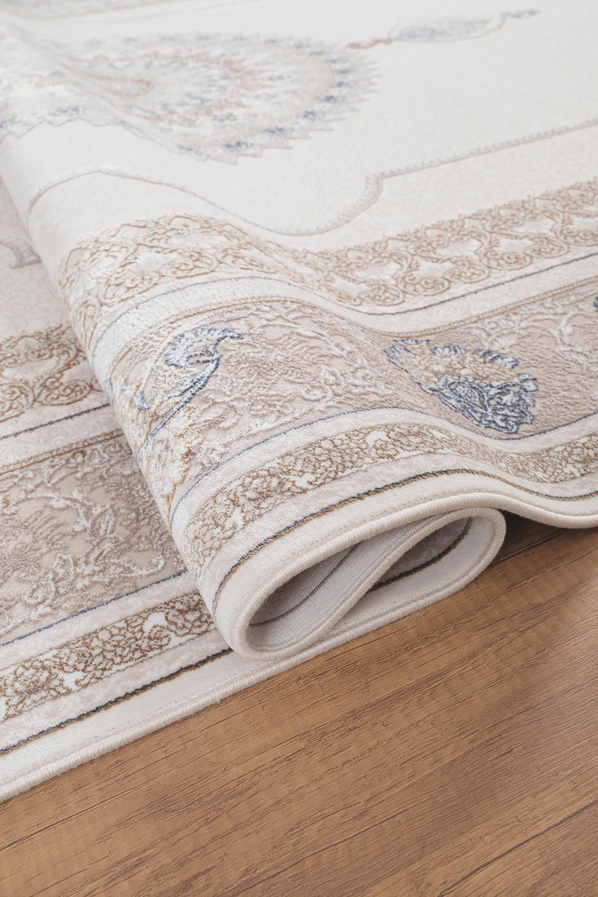 7x10 ft, Beige Classic oriental Silk Rug: Bamboo Yarn,fine fringes carpet
