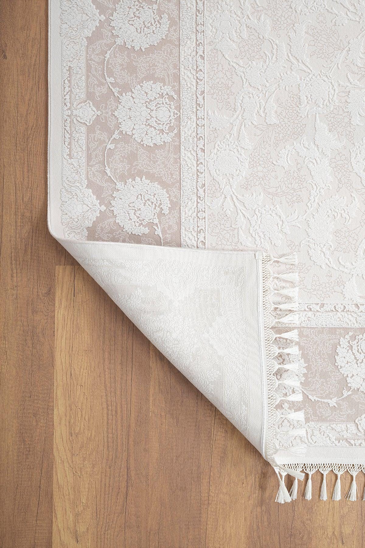 8x11 ft, Beige Classic oriental Silk Rug: Bamboo Yarn,fine fringes carpet
