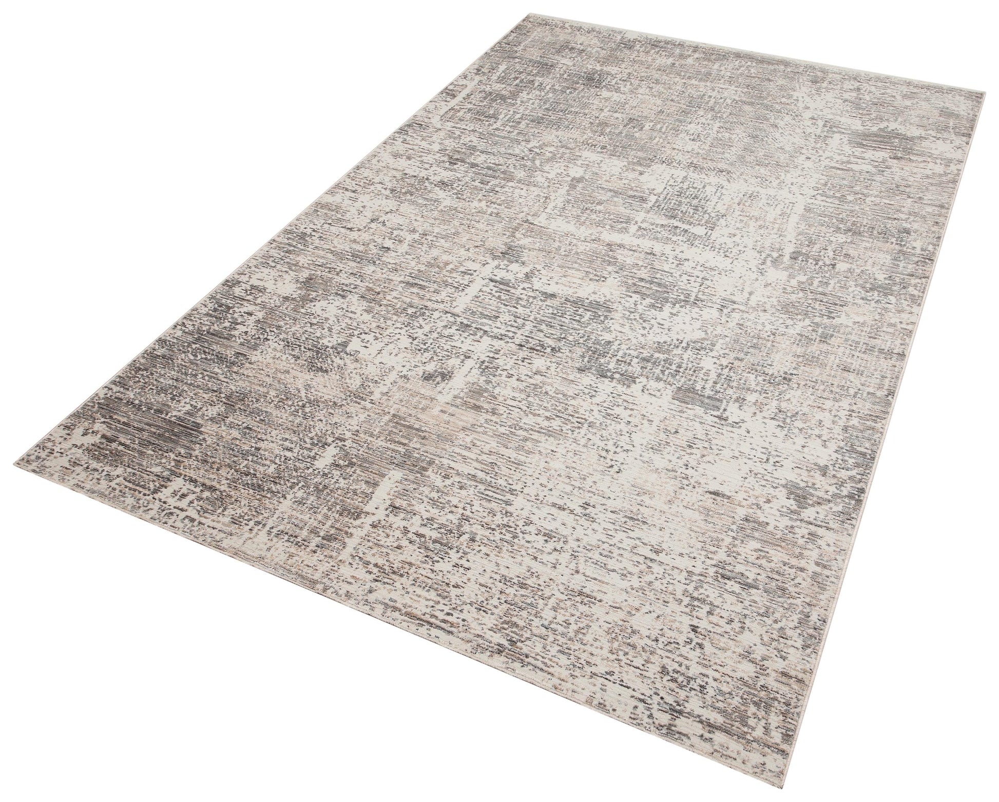Distressed Abstract Area Rug – Modern Industrial Gray Beige Carpet