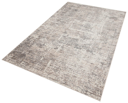 Distressed Abstract Area Rug – Modern Industrial Gray Beige Carpet