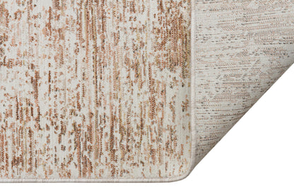 Distressed Abstract Area Rug – Terracotta Cream Faded Vintage Style Carpet