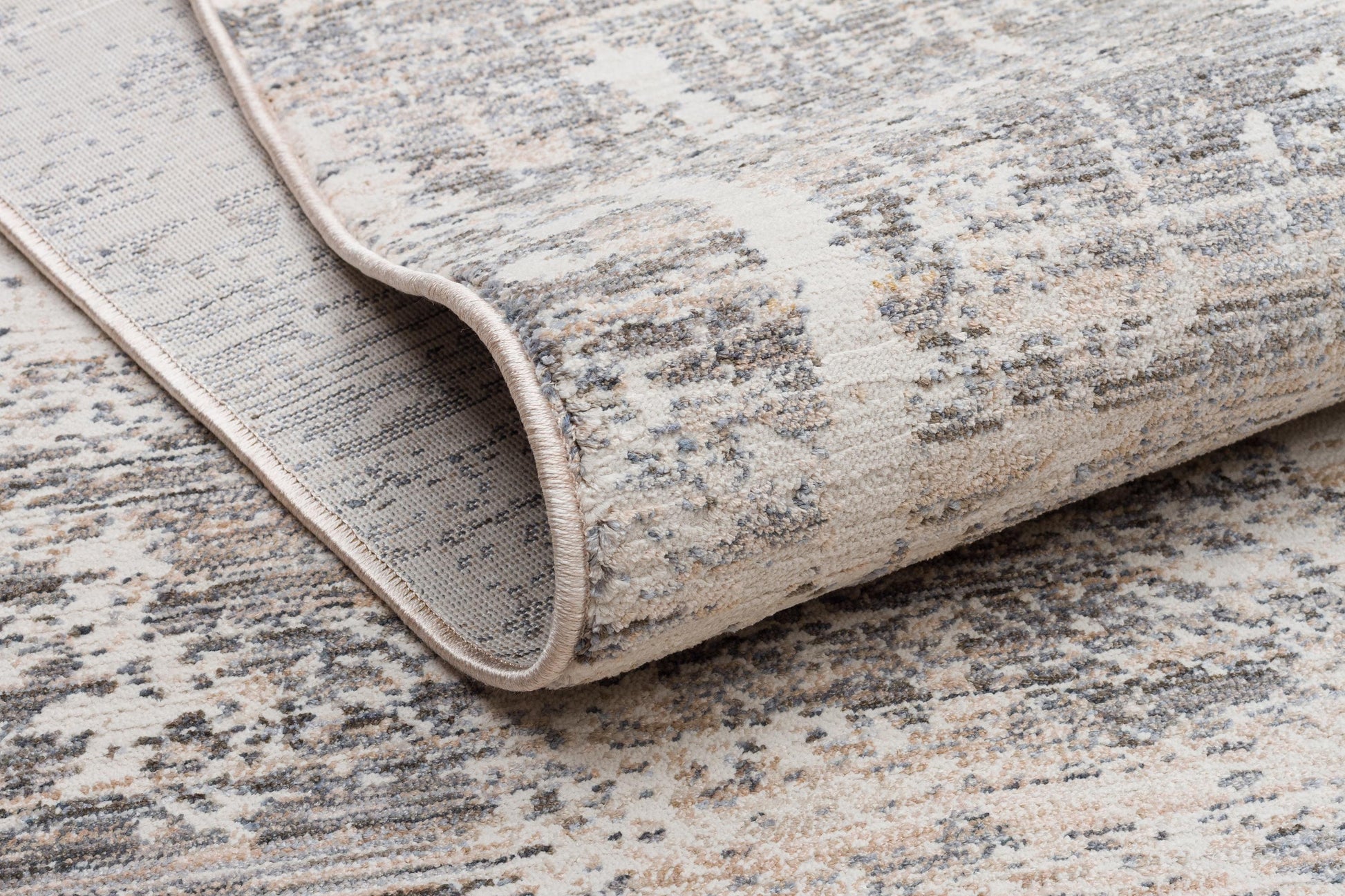Distressed Abstract Area Rug – Modern Industrial Gray Beige Carpet