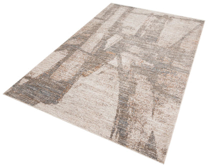 Modern Abstract Area Rug – Distressed Beige, Grey, Terracotta Industrial Carpet