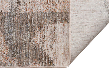 Modern Abstract Area Rug – Distressed Beige, Grey, Terracotta Industrial Carpet