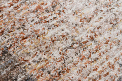 Modern Abstract Area Rug – Distressed Beige, Grey, Terracotta Industrial Carpet