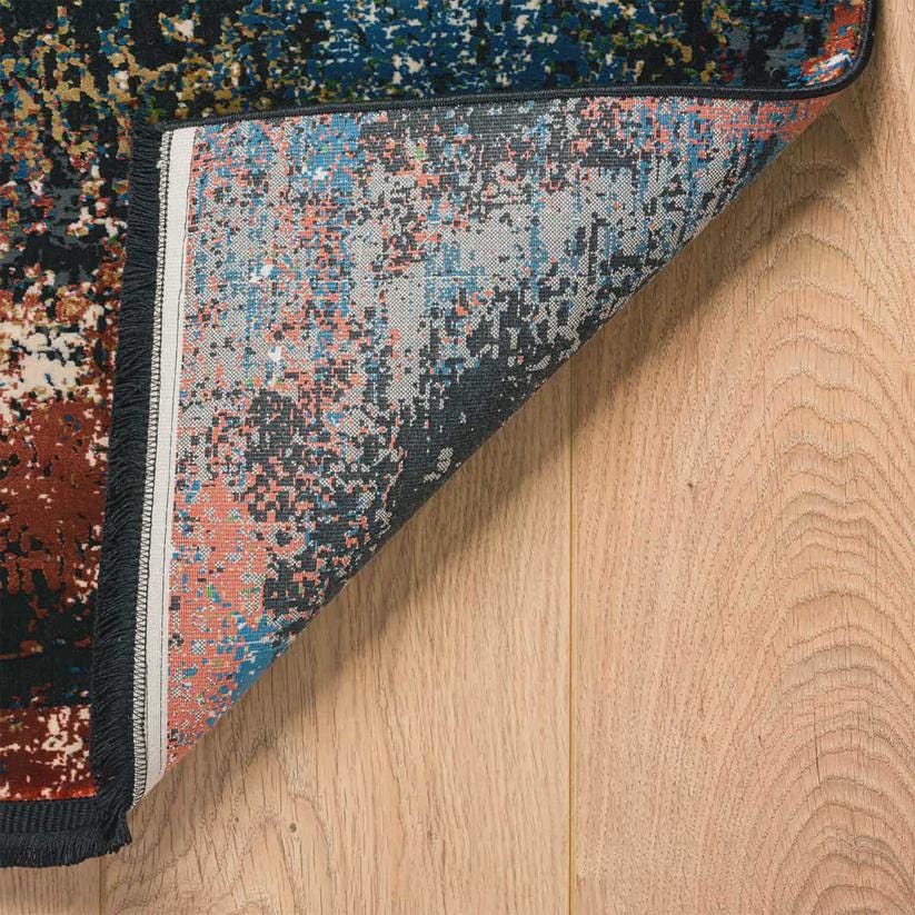 7x10 ft, Contemporary Bamboo Rug: Black Distressed Abstract carpet