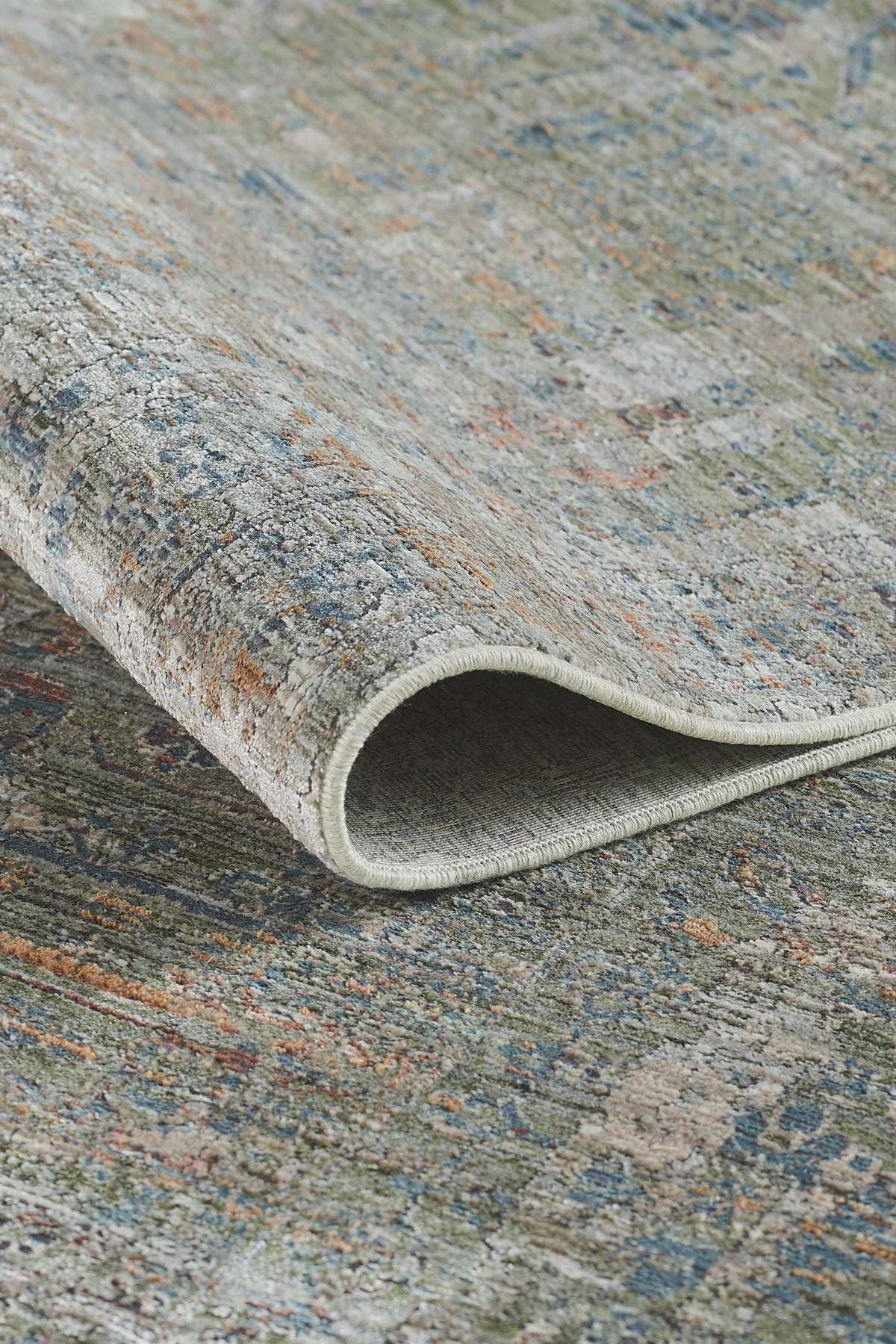 7x10 ft, Green fine quality viscose Rug: Vintage Style carpet