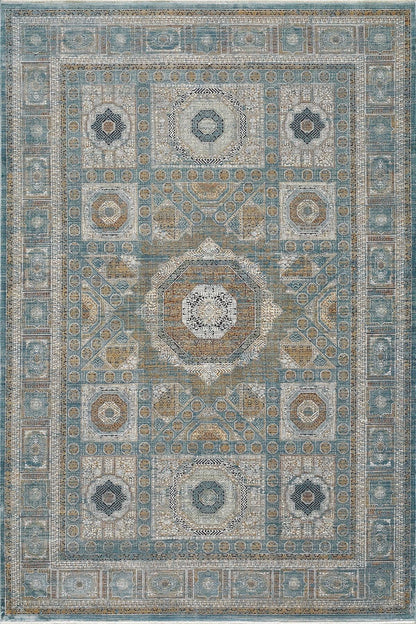 7x10 ft, Distressed Turkish Rug : Classic Bamboo carpet with fine Fringes