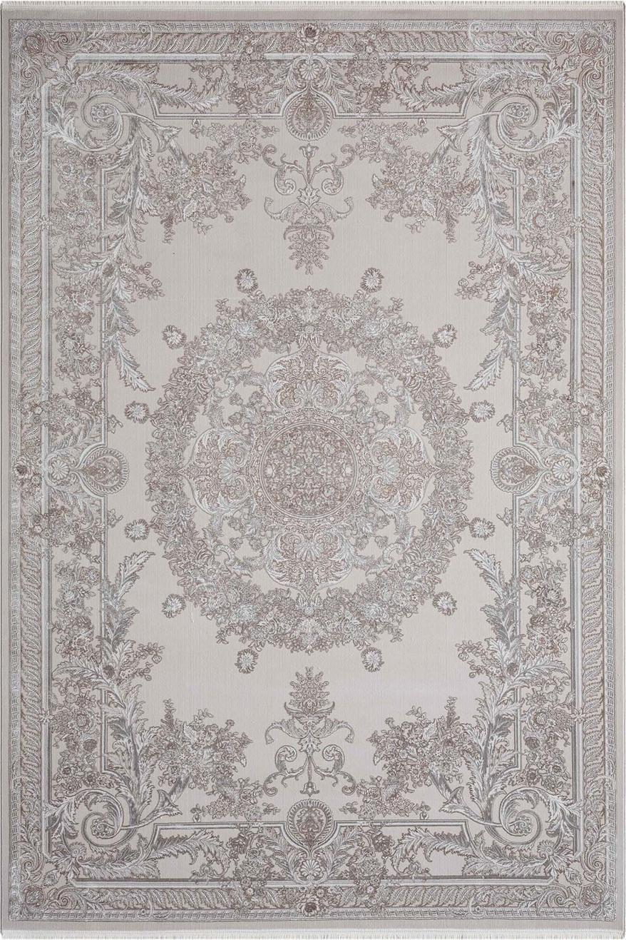 7x10 ft, Classic beige medallion Bamboo Rug with fine Fringes