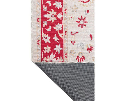 Vintage-Style Red Cream Oriental Rug – Traditional Floral Medallion Carpet
