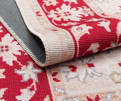 Vintage-Style Red Cream Oriental Rug – Traditional Floral Medallion Carpet