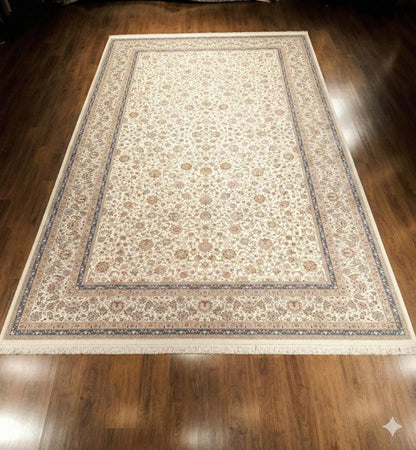 10x16 ft Turkish Bamboo Silk Rug, Distressed Anatolian Design, Hand-Finished Silk Fringes