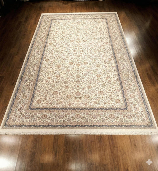 10x16 ft Turkish Bamboo Silk Rug, Distressed Anatolian Design, Hand-Finished Silk Fringes