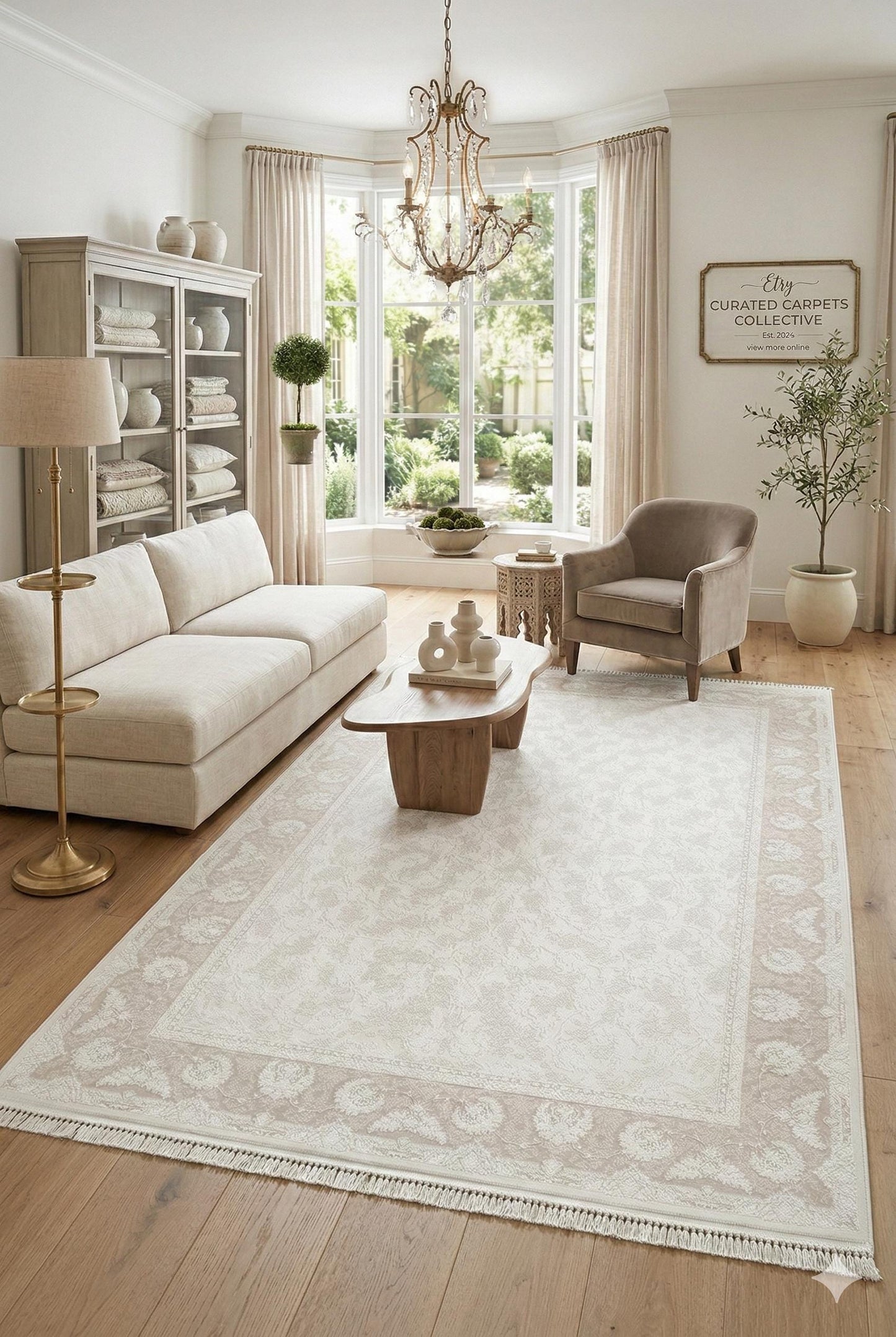 8x11 ft, Beige Classic oriental Silk Rug: Bamboo Yarn,fine fringes carpet