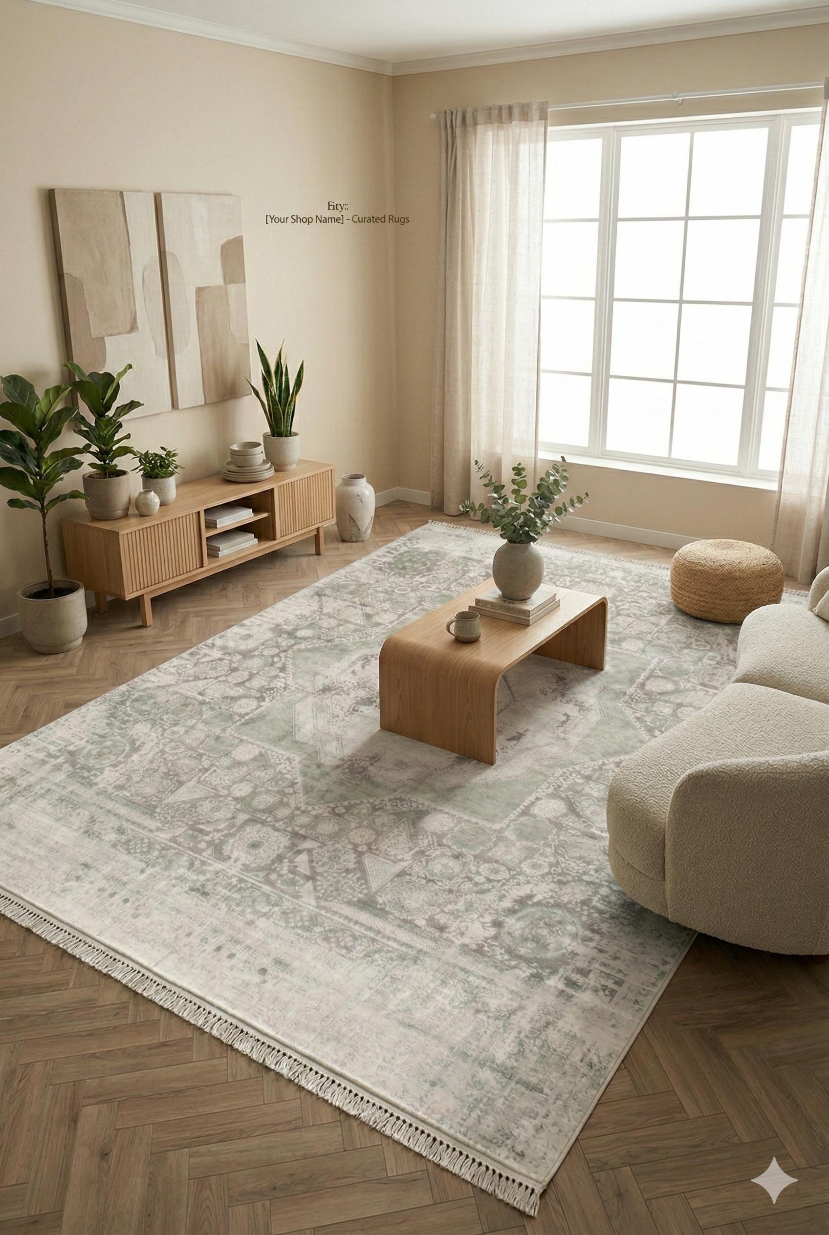 7x10 ft, Gray Classic Mamluk Rug made with Bamboo yarn with Fringes