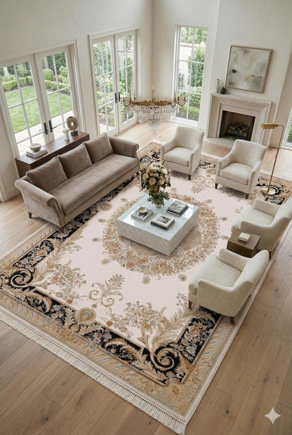 7x10 ft, Fine Blue Classic Oreintal Silk Rug: Bamboo Medallion viscose carpet