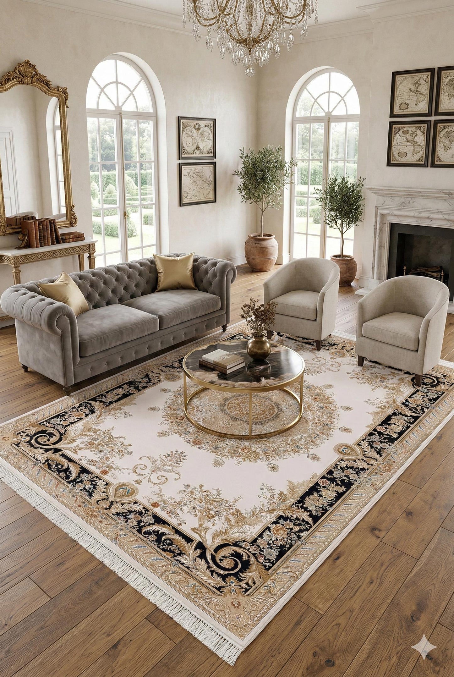 7x10 ft, Fine Blue Classic Oreintal Silk Rug: Bamboo Medallion viscose carpet